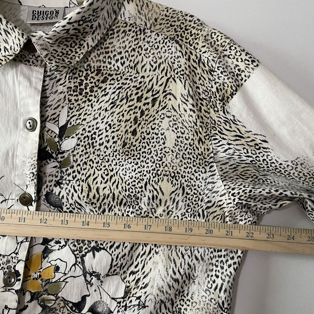 Chico's Design Multicolor Animal/Floral Print Button-Up Shacket Size 3 US XL - Picture 5 of 9